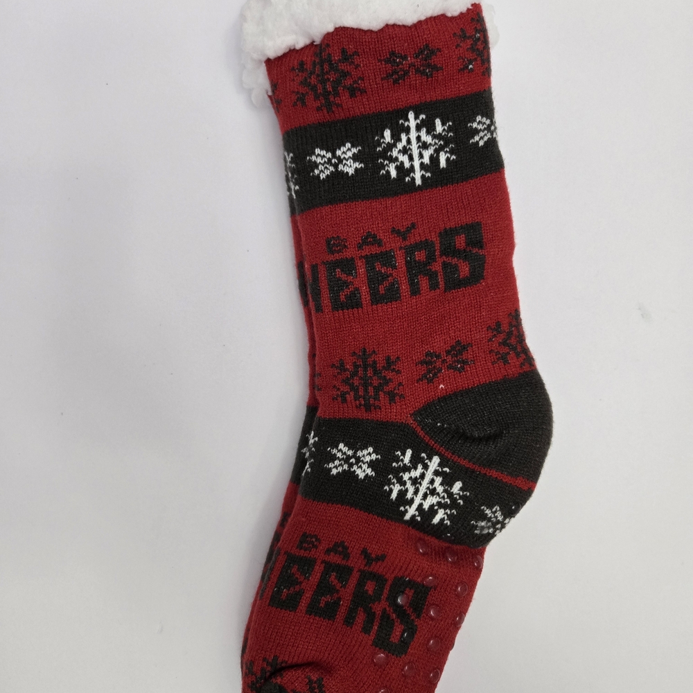 Festive Red and Black Snowflake Socks Tampa Bay Buca